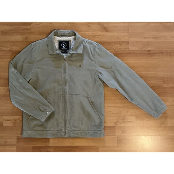 Volcom Tan Sherpa Lined Jacket Men’s‎ Size M Fleece Trucker Style “True To This" - Picture 3 of 13